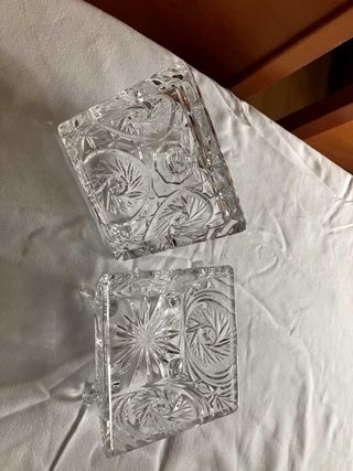Varios adornos cristal: cesta, cubitera y bomboner