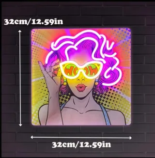 Lámpara/Quadro Pop Art "WOW"