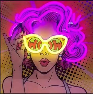 Lámpara/Quadro Pop Art "WOW"