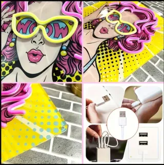 Lámpara/Quadro Pop Art "WOW"