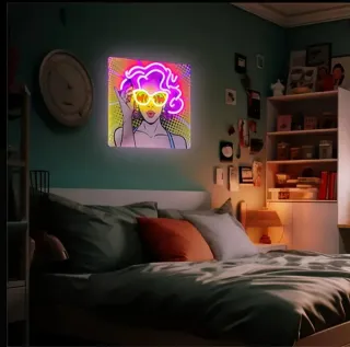 Lámpara/Quadro Pop Art "WOW"