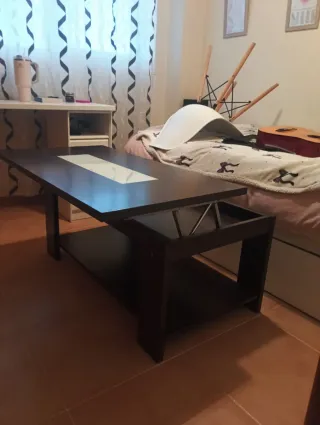 Mesa de centro salón madera y cristal