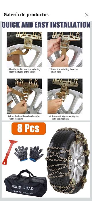 Cadenas Nieve Universales Sin Usar Montaje Rápido