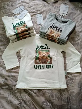 Maglia cotone felpato bimbo orsetto avventura