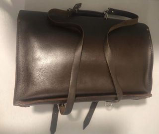 Mochila -cartera de cuero escolar Vintage Años 70