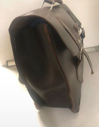 Mochila -cartera de cuero escolar Vintage Años 70