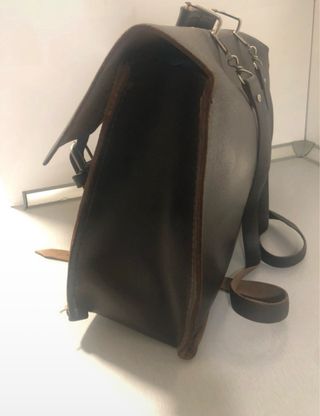 Mochila -cartera de cuero escolar Vintage Años 70