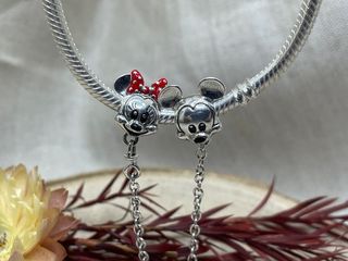 Duo Mickey Minnie Charm Plata