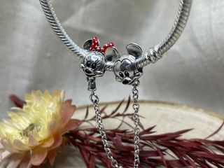 Duo Mickey Minnie Charm Plata
