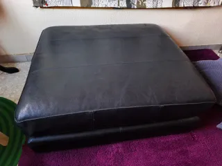 Puff Sofá Chaise longue polipiel marrón oscuro