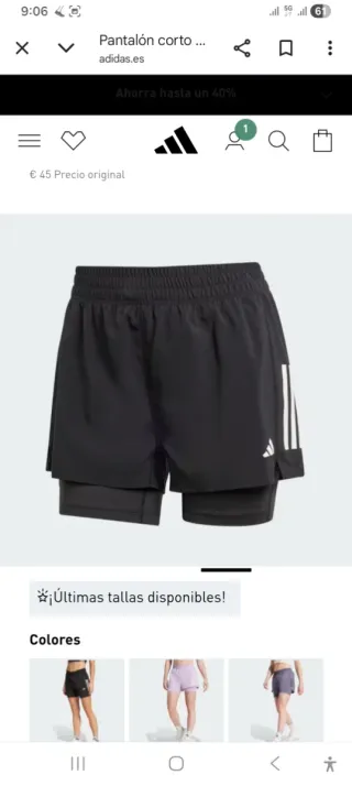 Pantalón Corto Adidas Negro