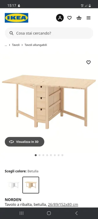 Tavolo allungabile IKEA legno betulla