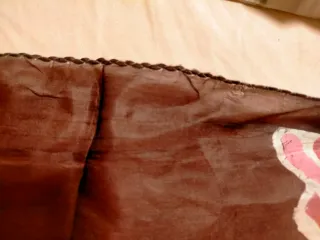 Bufanda de seda marrón y rosa