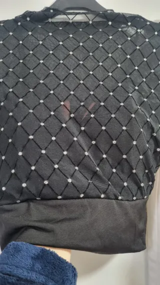 Camisa Brillante Semitransparente Negra