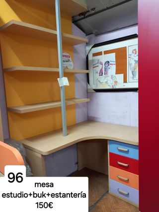 Mesa estudio con cajonera y estantería