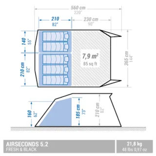 Tienda Hinchable Airsecond 5.2 Fresh & Black