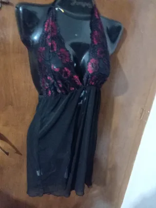 Vestido Lencero Talla Única Negro/Rosa