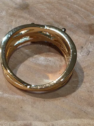 Anillo Plata Ley Lazo Circonitas Baño Oro