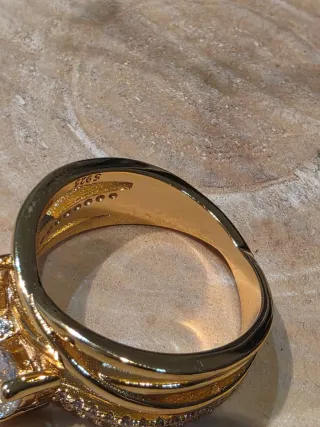 Anillo Plata Ley Lazo Circonitas Baño Oro