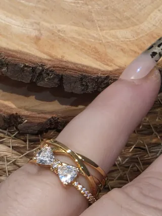 Anillo Plata Ley Lazo Circonitas Baño Oro