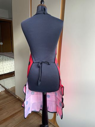 Mandil Flamenca Lunares Rojo y Negro delantal