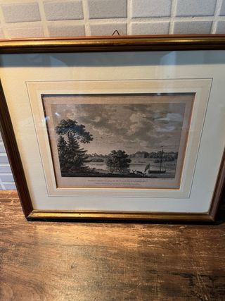 Serigrafia con cornice in legno e oro