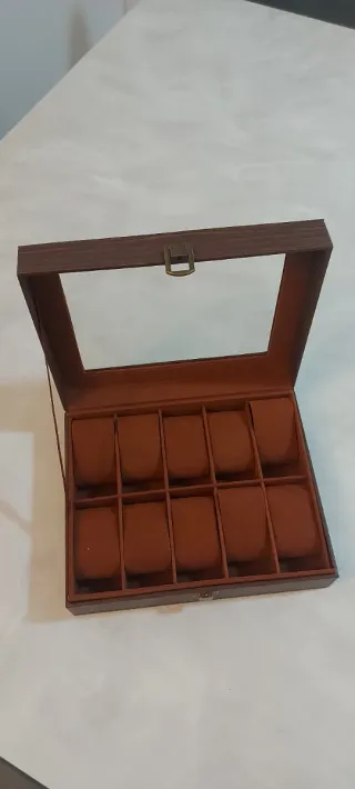 Portaorologi in legno con coperchio trasparente