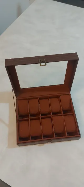 Portaorologi in legno con coperchio trasparente