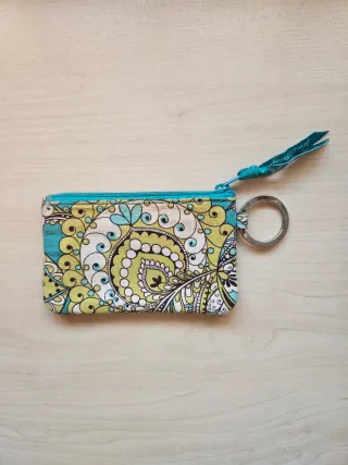 Monedero estampado floral azul y amarillo