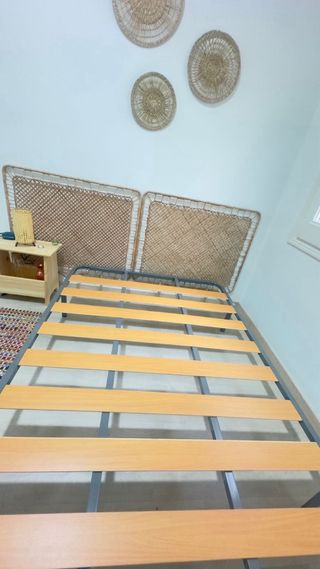 Cama completa + cabecero ratan