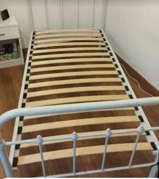 Cama individual forja blanca 90cm