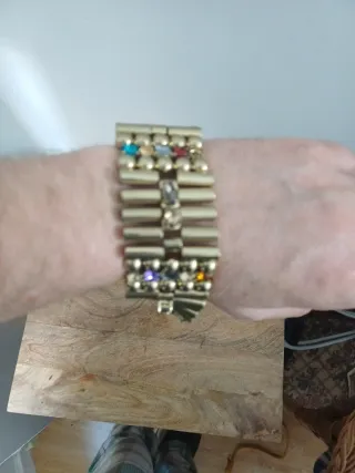 Pulsera Bimba y Lola Dorada con Piedras. 18 cm.