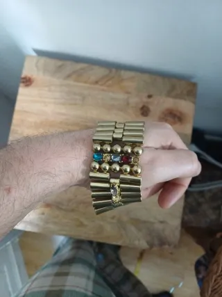 Pulsera Bimba y Lola Dorada con Piedras. 18 cm.