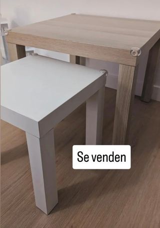 Tavoli ausiliari in legno e bianco