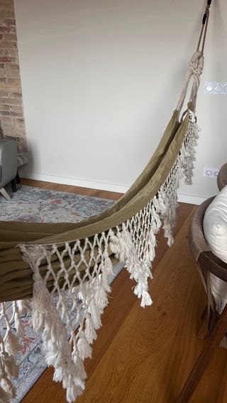 Hamaca de tela verde para una persona