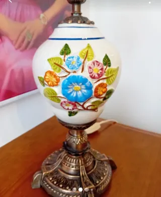 Candeeiro Vintage Cerâmica Flores