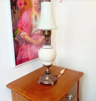 Candeeiro Vintage Cerâmica Flores