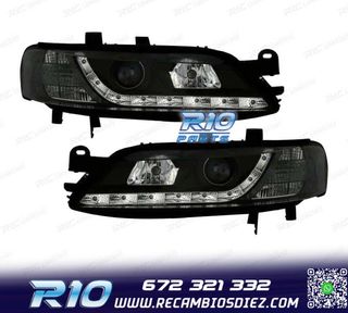 FAROS PARA OPEL VECTRA B 96-98 LUZ DIURNA LED FONDO NEGRO
