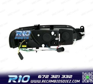 FAROS PARA OPEL VECTRA B 96-98 LUZ DIURNA LED FONDO NEGRO