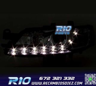 FAROS PARA OPEL VECTRA B 96-98 LUZ DIURNA LED FONDO NEGRO