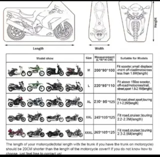 Funda Moto XXXL Impermeable,medidas 265x105x125cm.