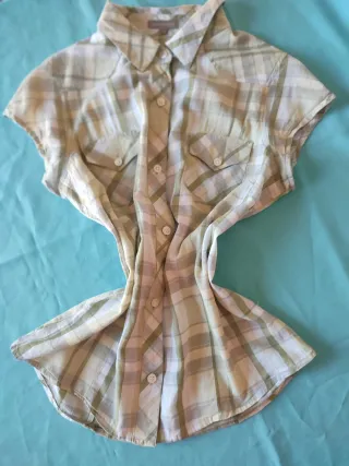 Camisa Tex Beige y Verde