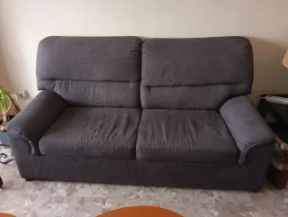 Sofá de tela gris 185x80