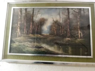 Quadro grande paesaggio bosco con ruscello –