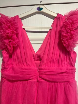 Vestido fiesta largo fucsia XXL