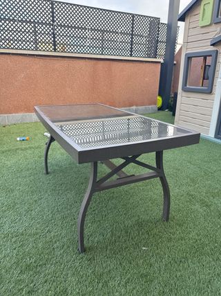 Mesa baja de jardín cristal y metal
