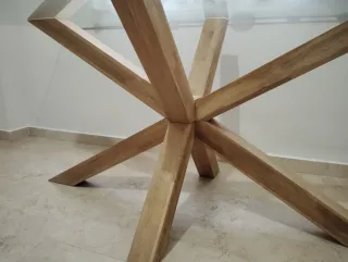 Mesa comedor cristal y madera 190x90