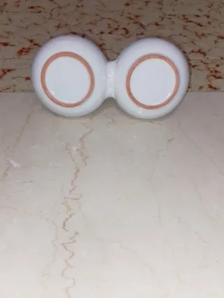 Piatto doppio ceramica bianco e rosso