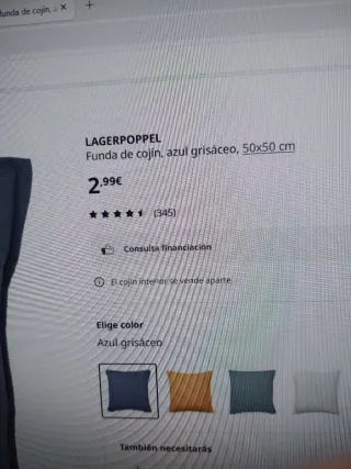 Funda cojín Lagerpoppel Ikea 50x50 cm