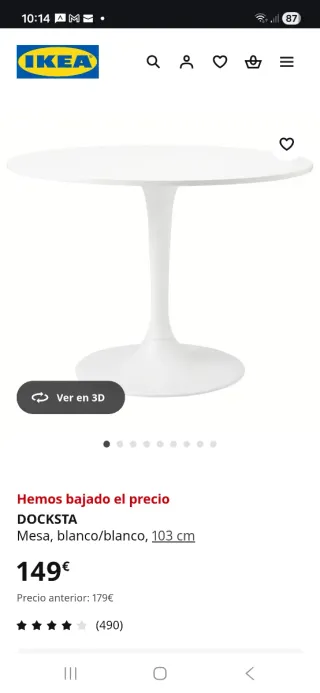 Mesa redonda negra Ikea Docksta